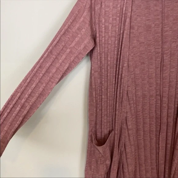 EUC Lularoe Rose Pink Extra Long Longline Pleated Duster Cardigan Sweater - Picture 6 of 6